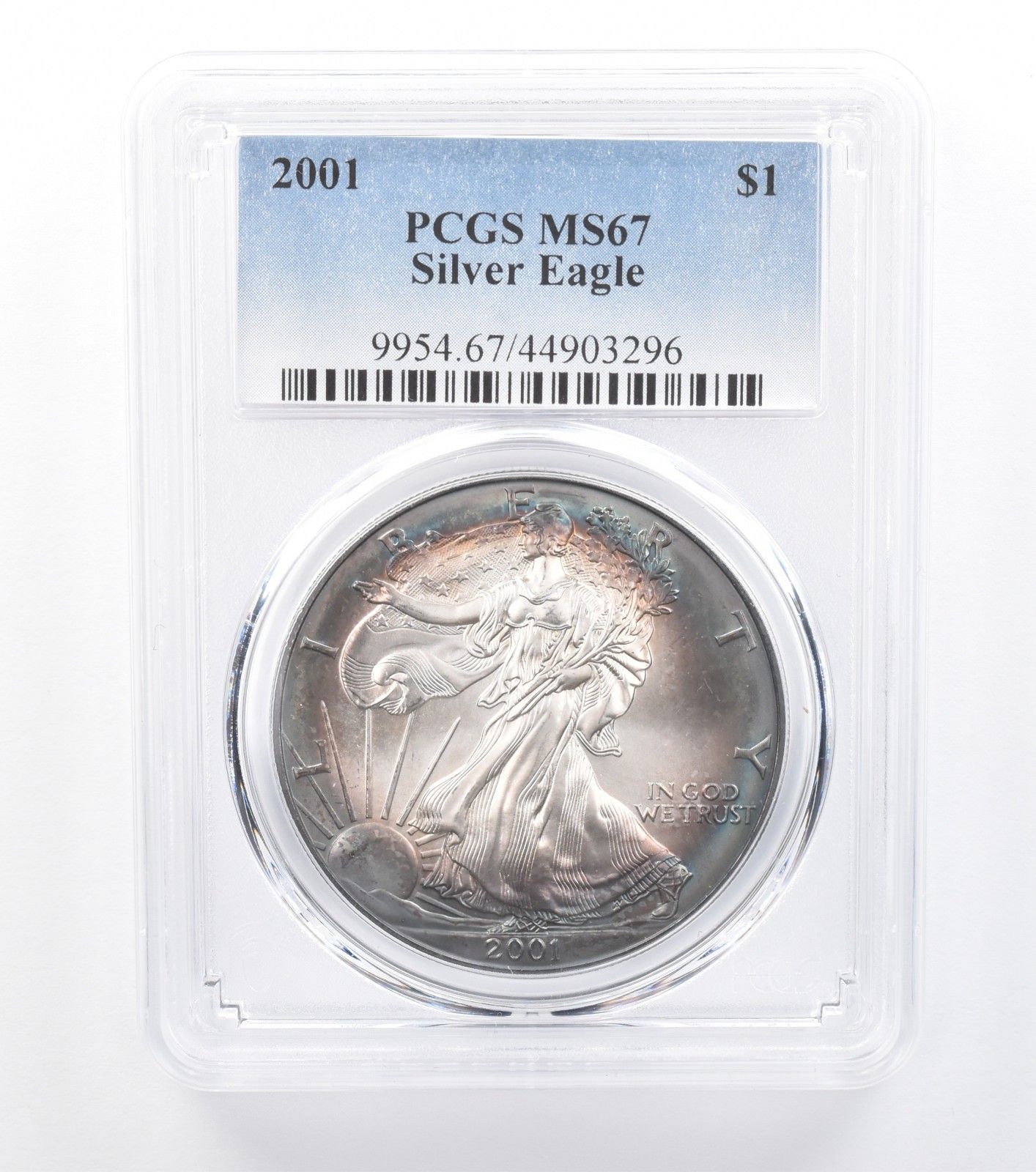 2001年 アメリカン シルバー イーグル MS67 PCGS ブルー T *7728