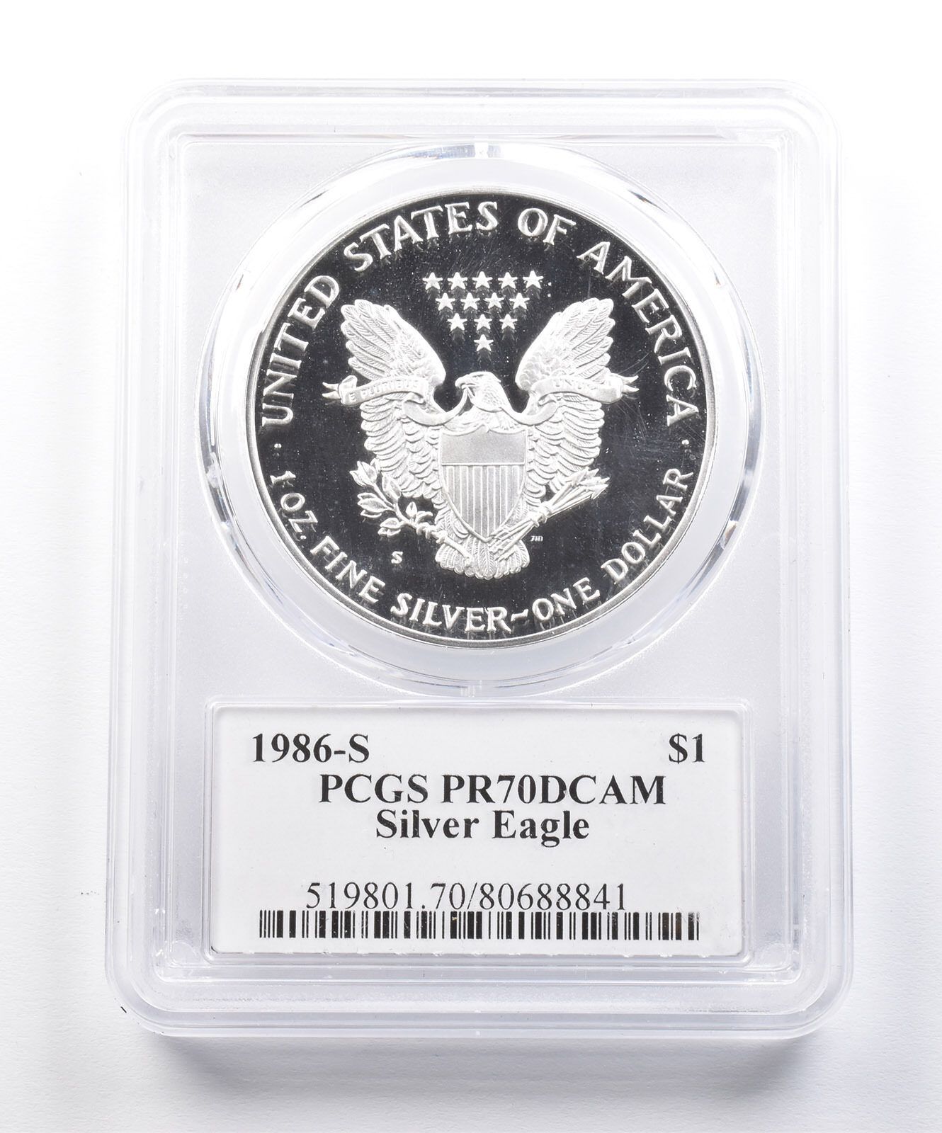 1986-S アメリカン シルバー イーグル メルカンティ サイン入り PR70