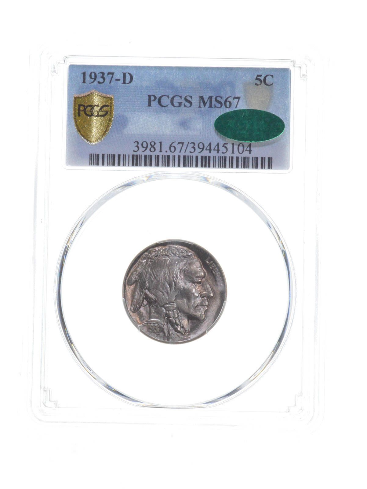 MS67 1937-D インディアンヘッド バッファローニッケル - CAC - PCGS