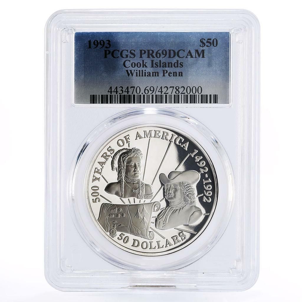 クック諸島 50ドル ウィリアム・ペン PR69 PCGS 銀貨 1993年 - メルカリ