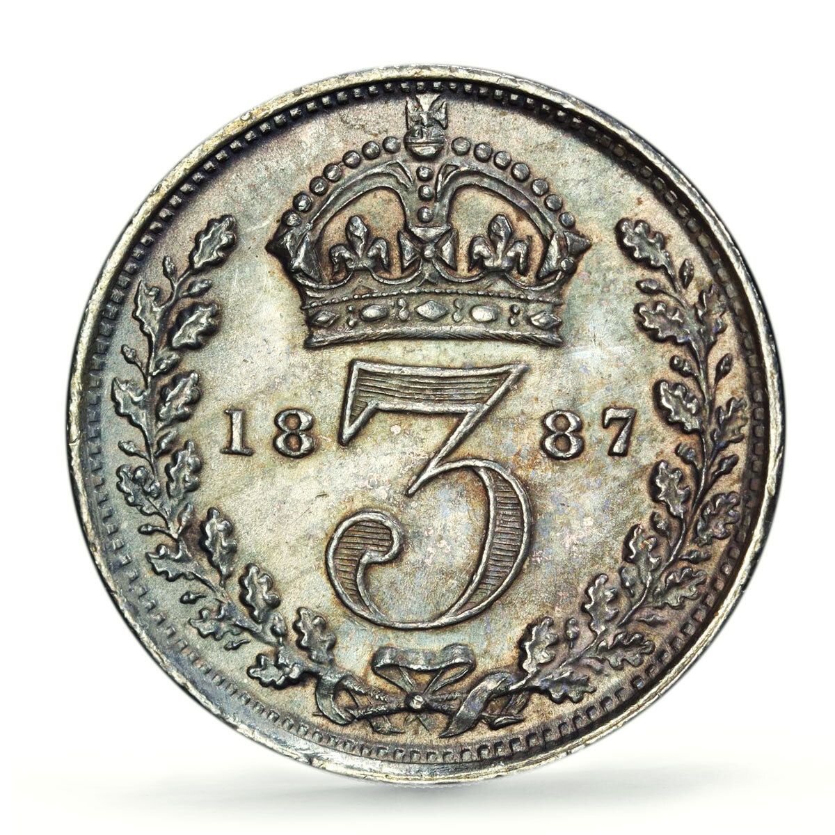 イギリス 3ペンス 通常貨幣 ヴィクトリア女王 MS63 PCGS 銀貨 1887年