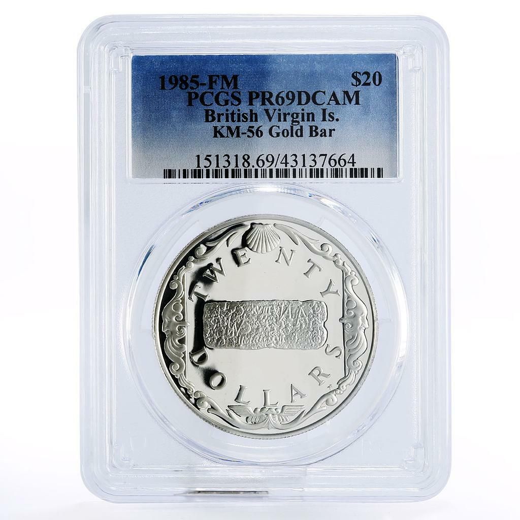 イギリス領ヴァージン諸島 20ドル金塊 PR69 PCGS プルーフ銀貨 1985年
