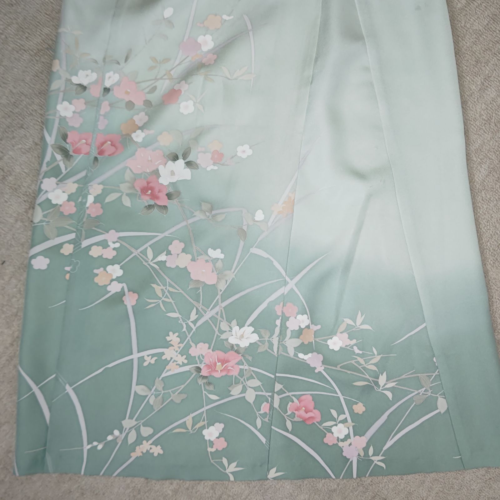 zunezune 訪問着ドレス 7分袖 着物リメイクワンピース 薄緑 - メルカリ