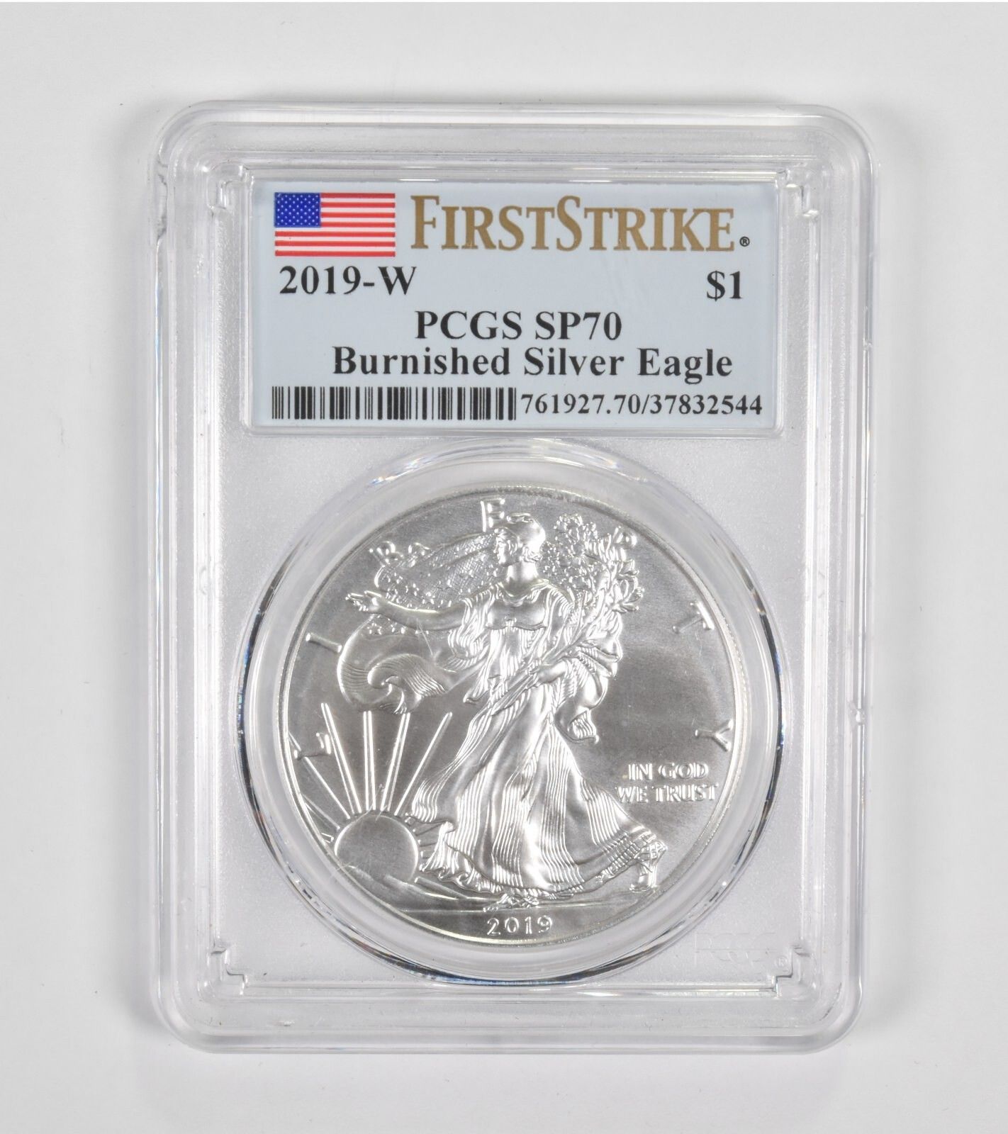 SP70 2019-W アメリカンバーニッシュドシルバーイーグル - ファースト