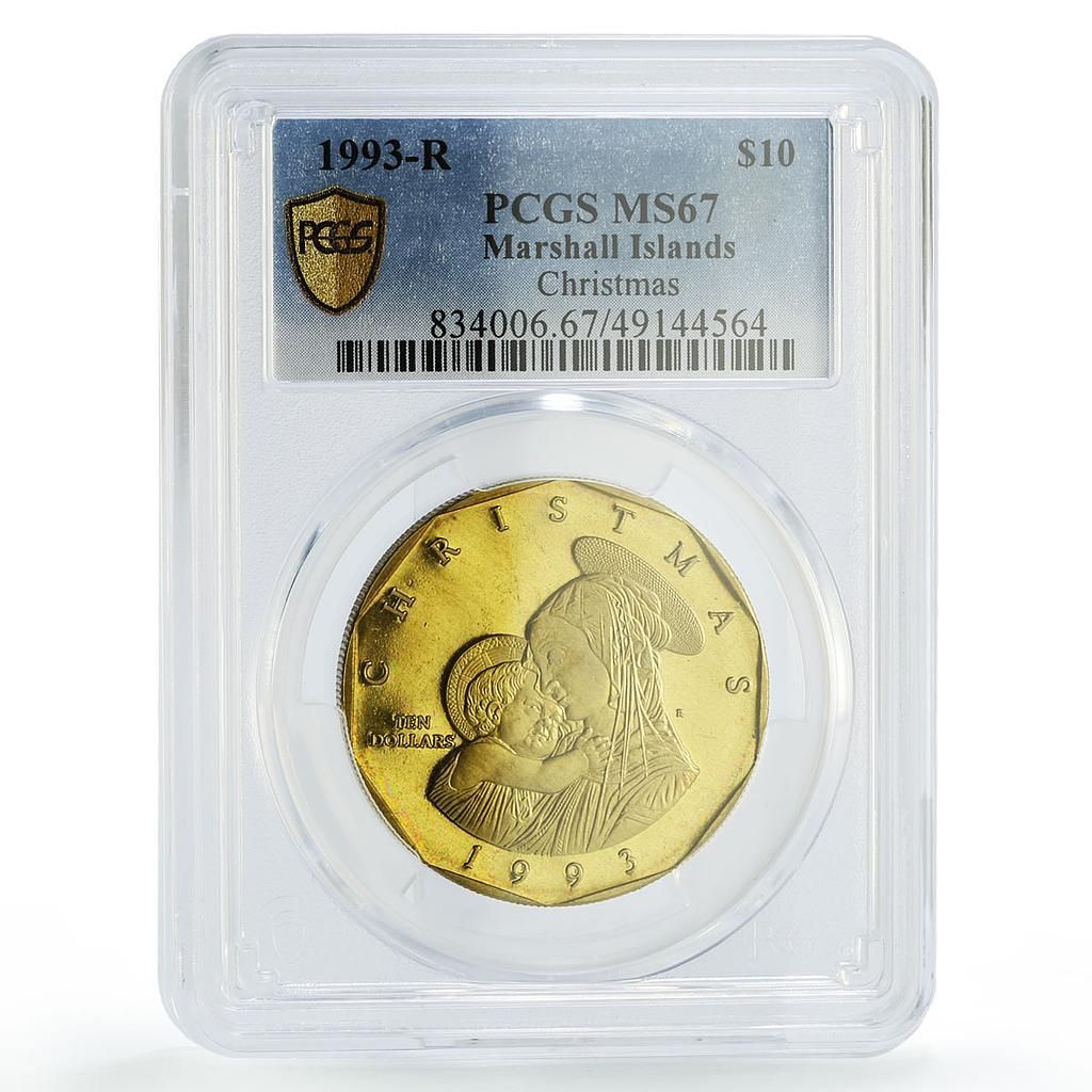 マーシャル 10ドル クリスマス マドンナ ベイビー ジェス MS67 PCGS