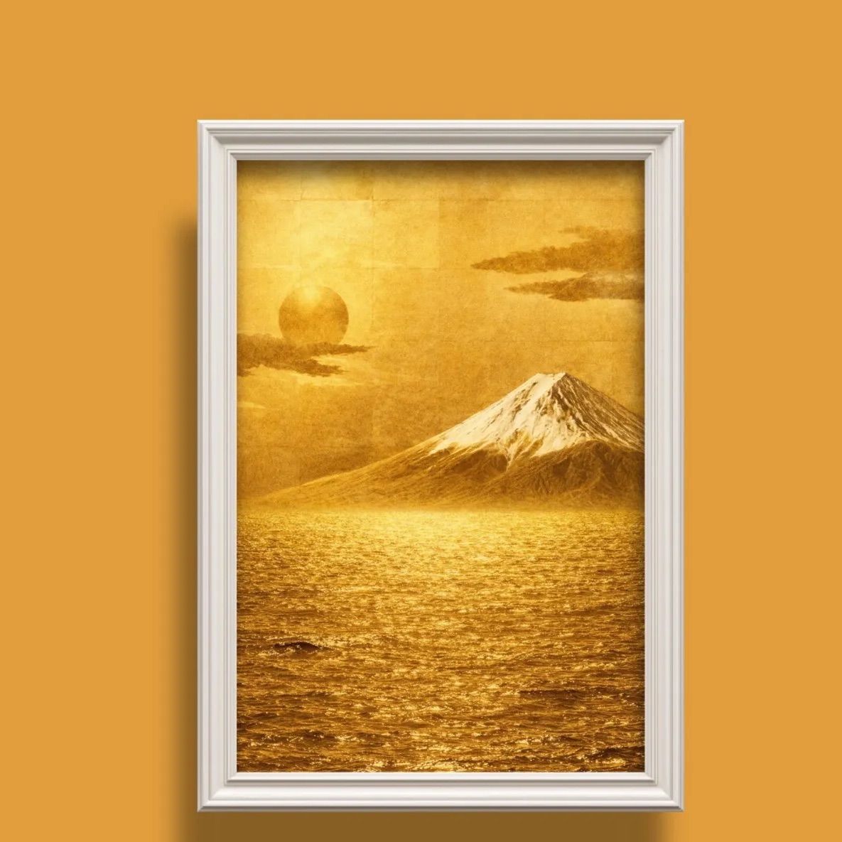 黄金の富士山が幸福を呼ぶ 額縁付きグラフィックアート - メルカリ