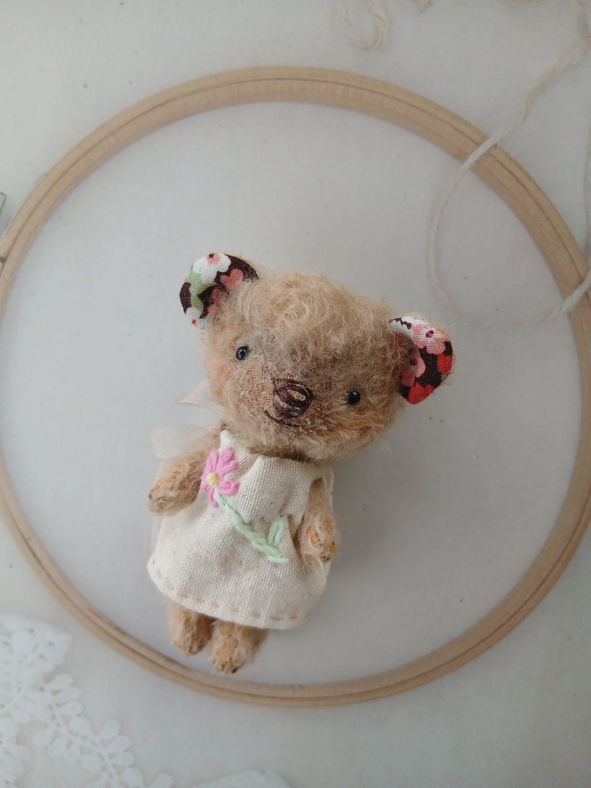 花柄くまさん/ハンドメイド/テディベア/くまのぬいぐるみ - メルカリ