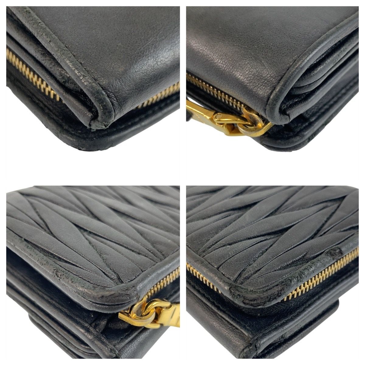 MIUMIU ミュウミュウ マテラッセ ブラック 黒 ゴールド金具 レザー