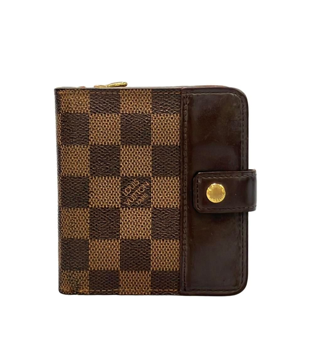 ルイ・ヴィトン 二つ折り財布 コンパクト ジップ ダミエ エベヌ N61668