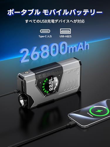 ジャンプスターター 電動空気入れ エアーコンプレッサー搭載