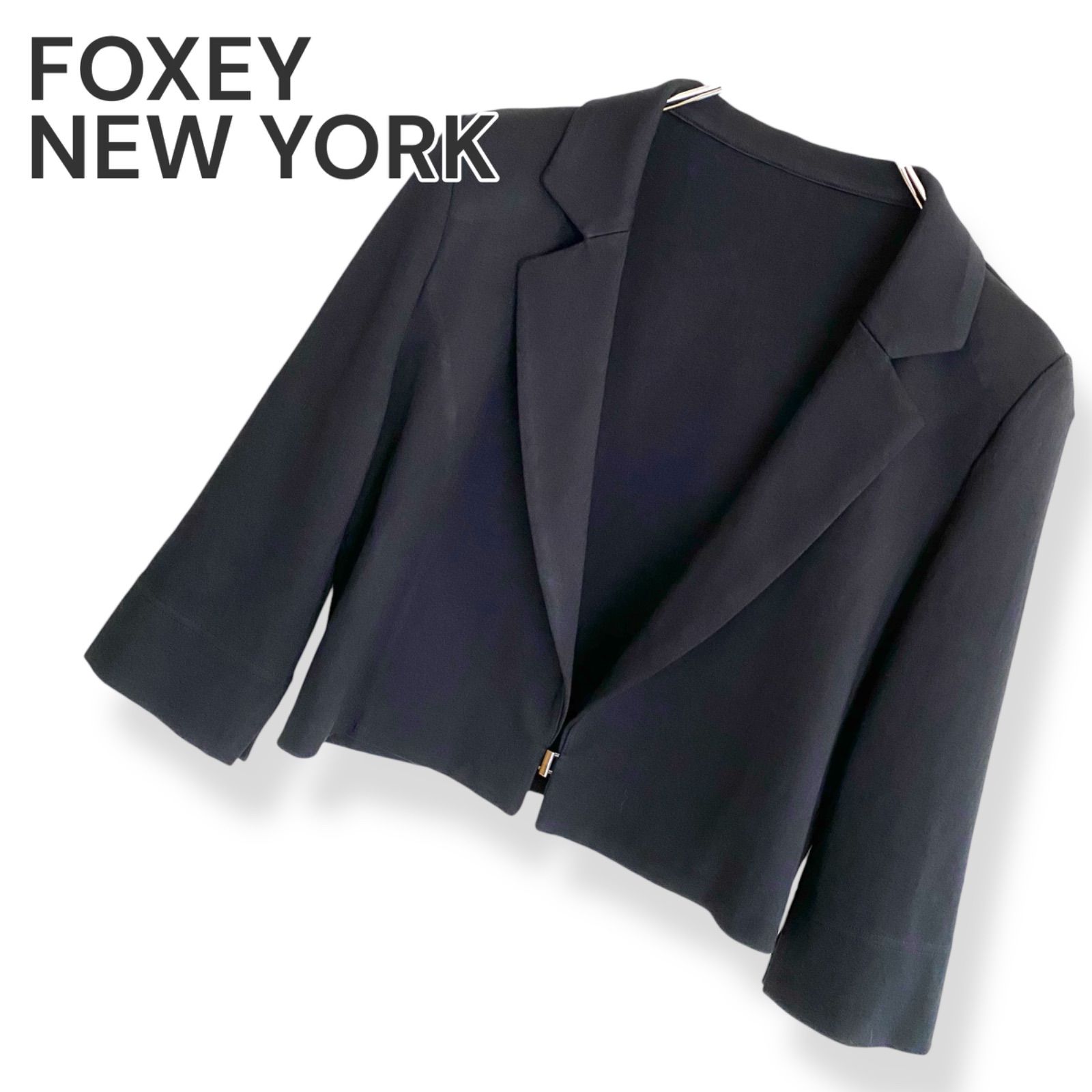 FOXEY NEW YORK フォクシーニューヨーク/ストレッチ素材/フリルジャケット/サイズ38/ブラック黒/ジャケット/レディース/FB3890 □ フォクシー ニューヨーク FOXEY ジャケット トップス アウター
