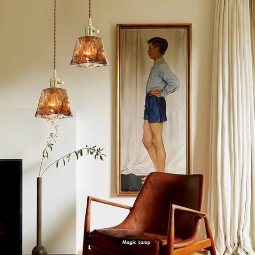 新品】ガラス製ランプシェード レトロなぺンダントライト アンティーク