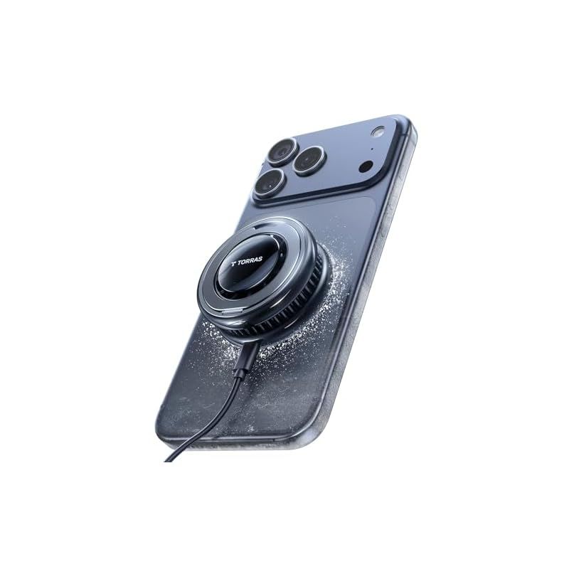 TORRAS Ostand PolarCircle 【画期的・瞬間冷却】マグセーフ充電器 Qi2認証 急速充電 ペルティエ素子 ワイヤレス充電器 ファン搭載 静音 360回転スタンド スマホ熱対策 タイプc 折りたたみ式 置くだけ iPhone17/16 1