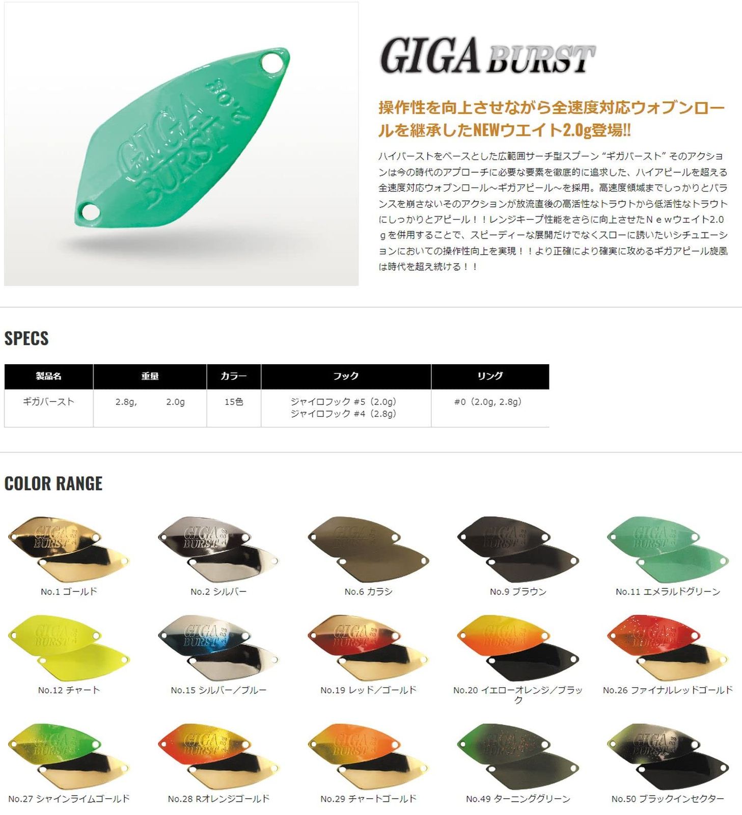 新品 DUO(デュオ) ヴァルケイン(Valkein) スプーン ギガバースト 2.8g