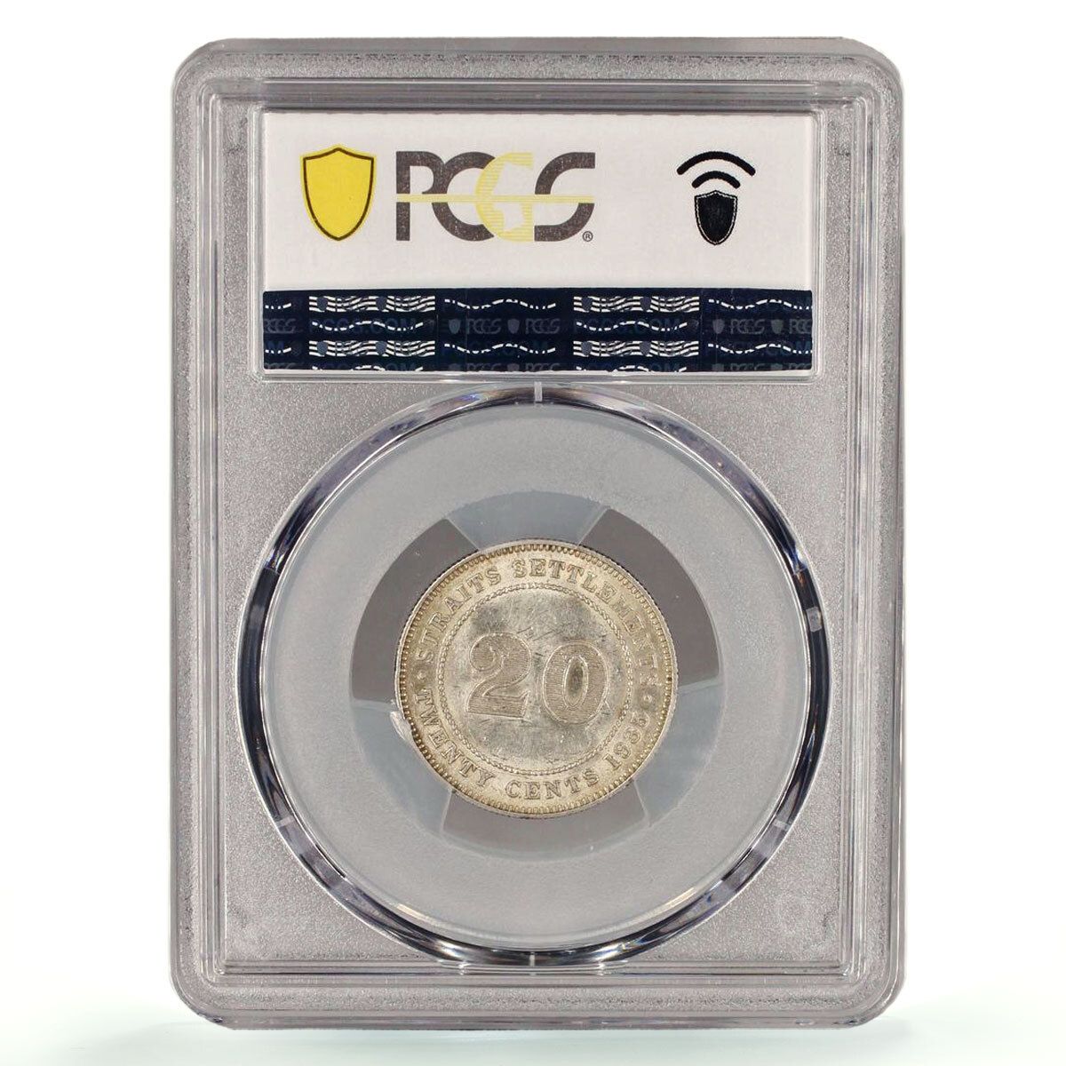 海峡植民地 20セント ジョージ5世 ラウンドトップ 3 KM-35b AU58 PCGS