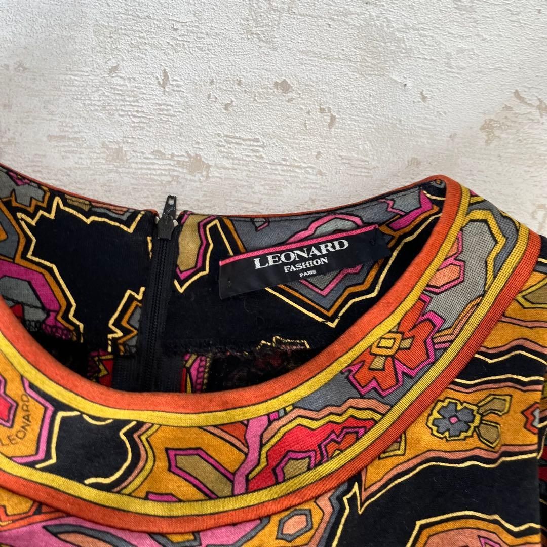 レオナールLEONARD長袖カットソーカラフルペイズリー柄フリーサイズaa
