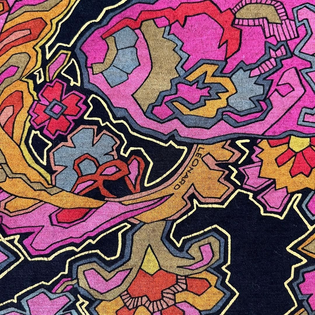 レオナールLEONARD長袖カットソーカラフルペイズリー柄フリーサイズaa