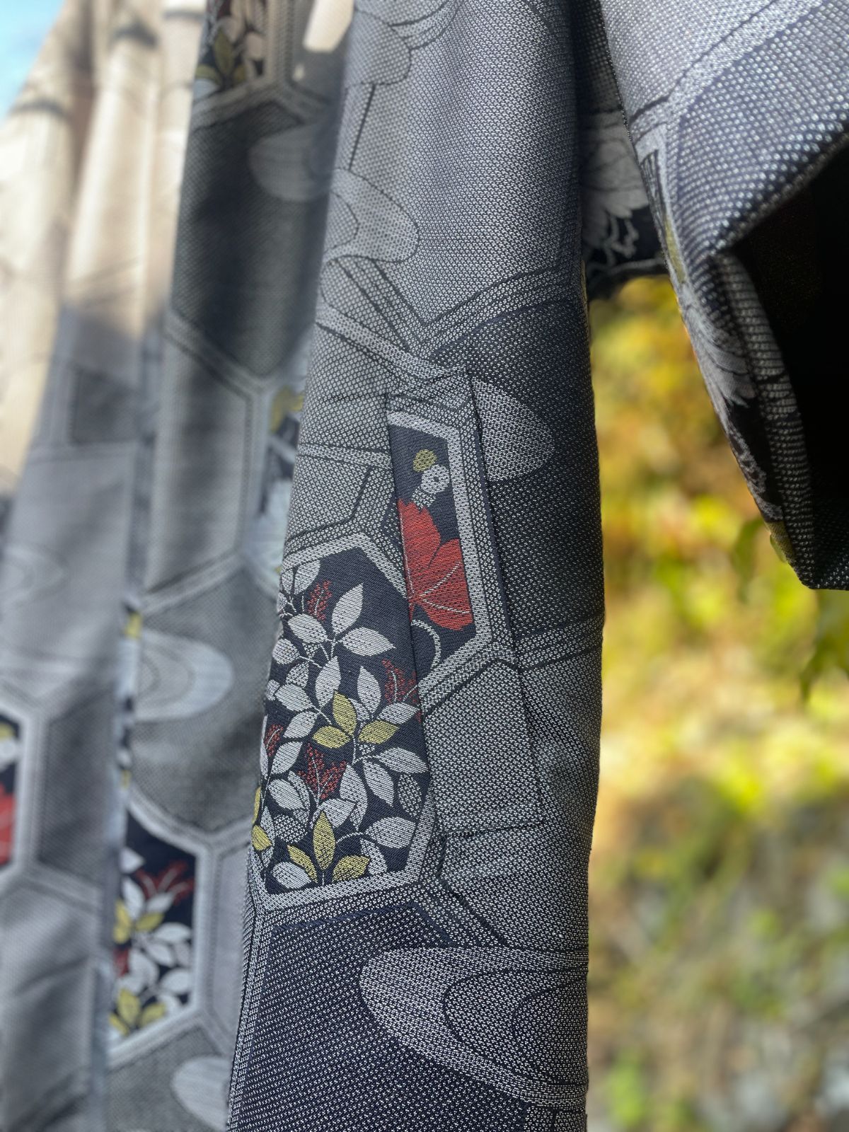 サンプル品特価紬着物リメイク単衣スリーシーズンコート七分袖coat 