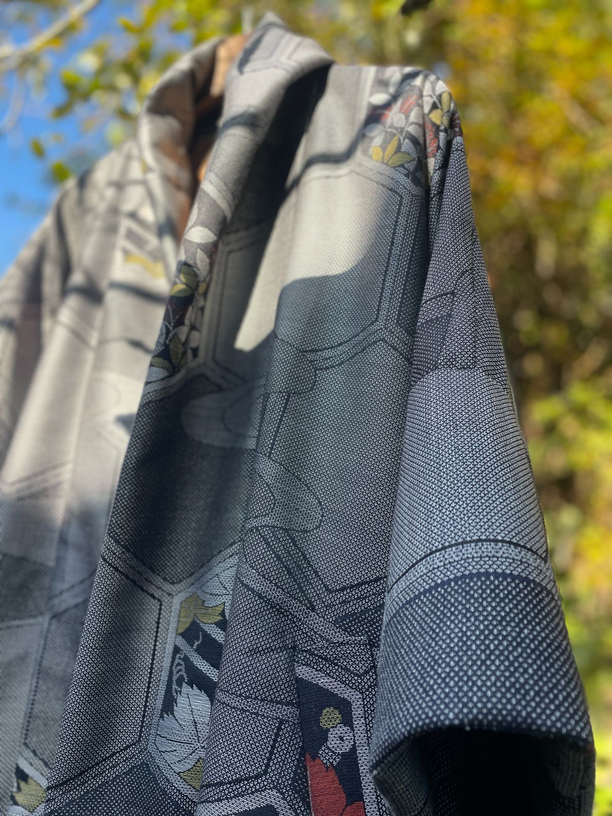 サンプル品特価紬着物リメイク単衣スリーシーズンコート七分袖coat 
