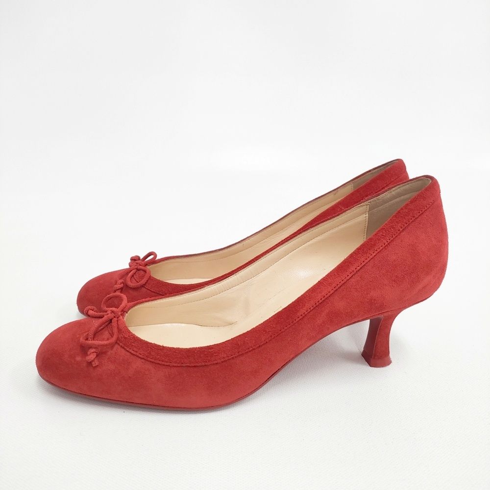 Christian Louboutin スウェード スエード リボン ヒールパンプス 35
