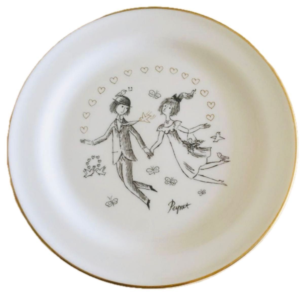 希少◇ペイネ 20cm Peynet 飾り皿 ホワイト系 絵皿 インテリア 皿