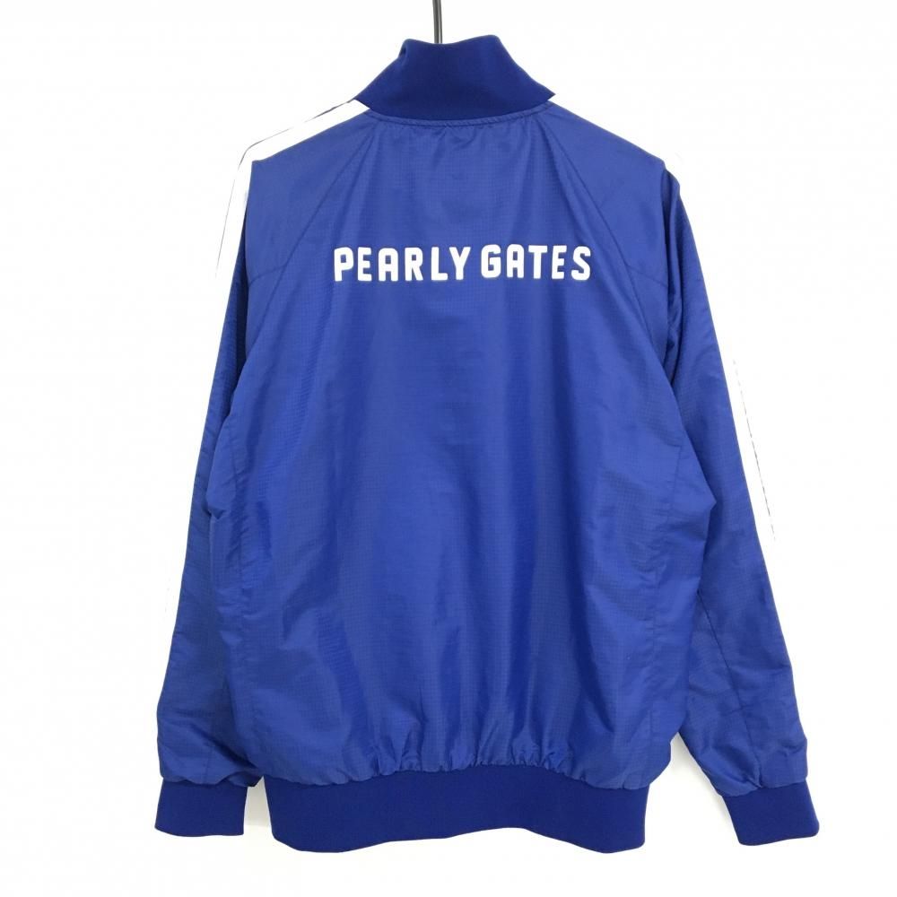 美品】パーリーゲイツ ジャケットブルゾン ブルー×白 総柄地模様 蓄熱