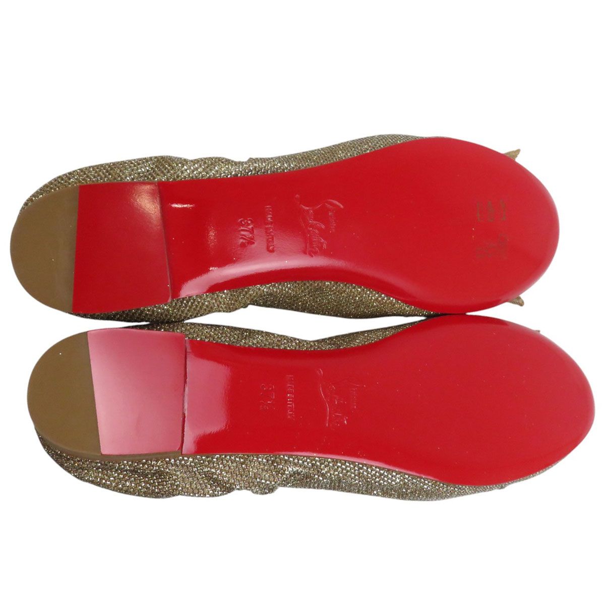 クリスチャンルブタン グリッター リボン バレエシューズ レディース