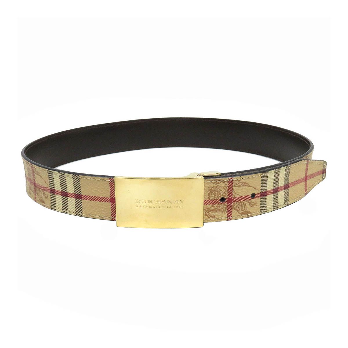 バーバリー ノバチェック シャドーホース ベルト 100/40 メタル レザー