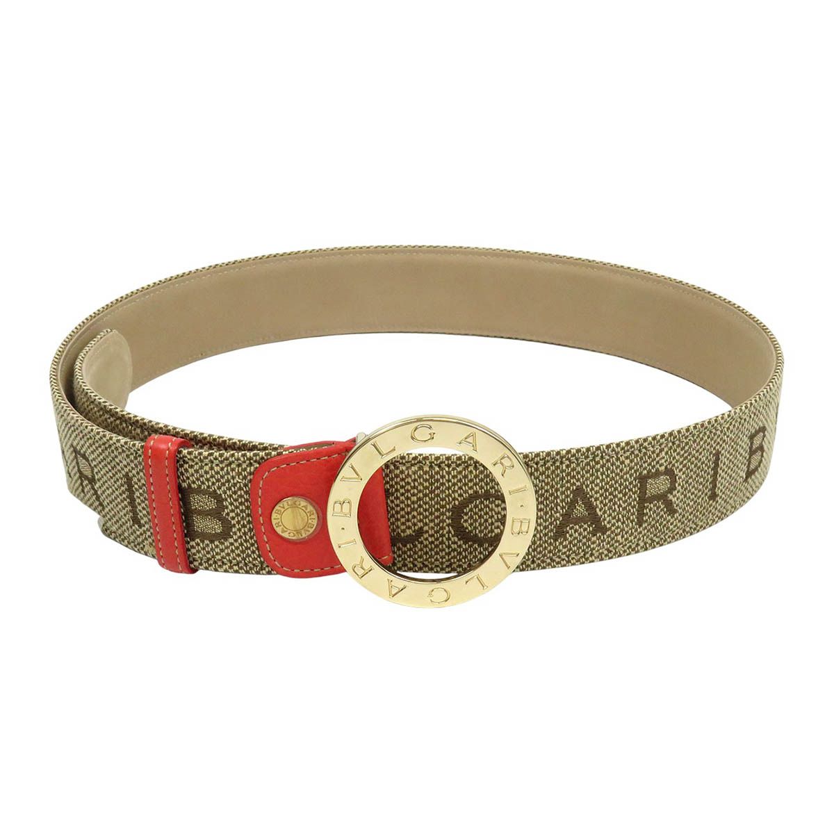 ブルガリ ロゴマニア ベルト ユニセックス ベージュ ピンク BVLGARI