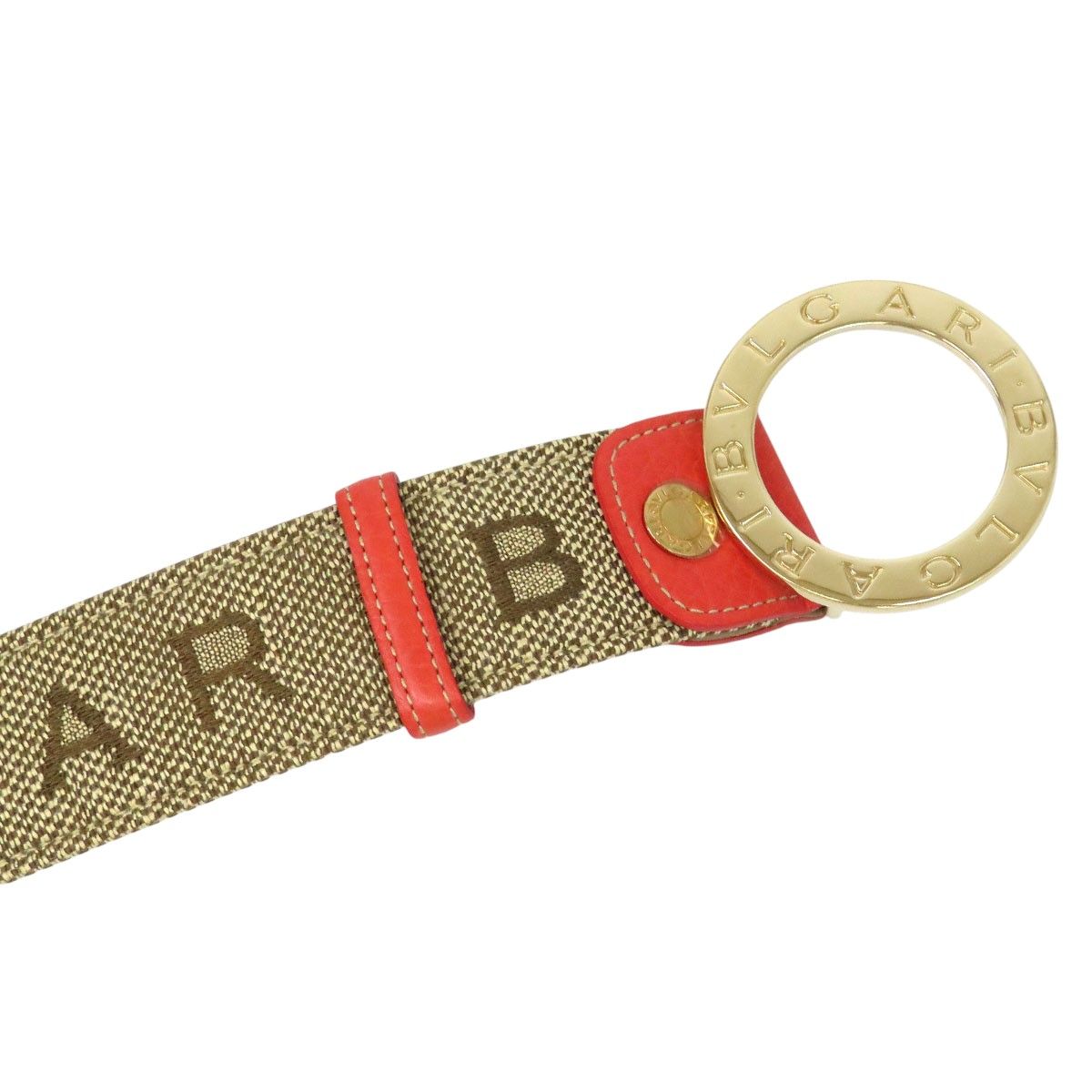 ブルガリ ロゴマニア ベルト ユニセックス ベージュ ピンク BVLGARI