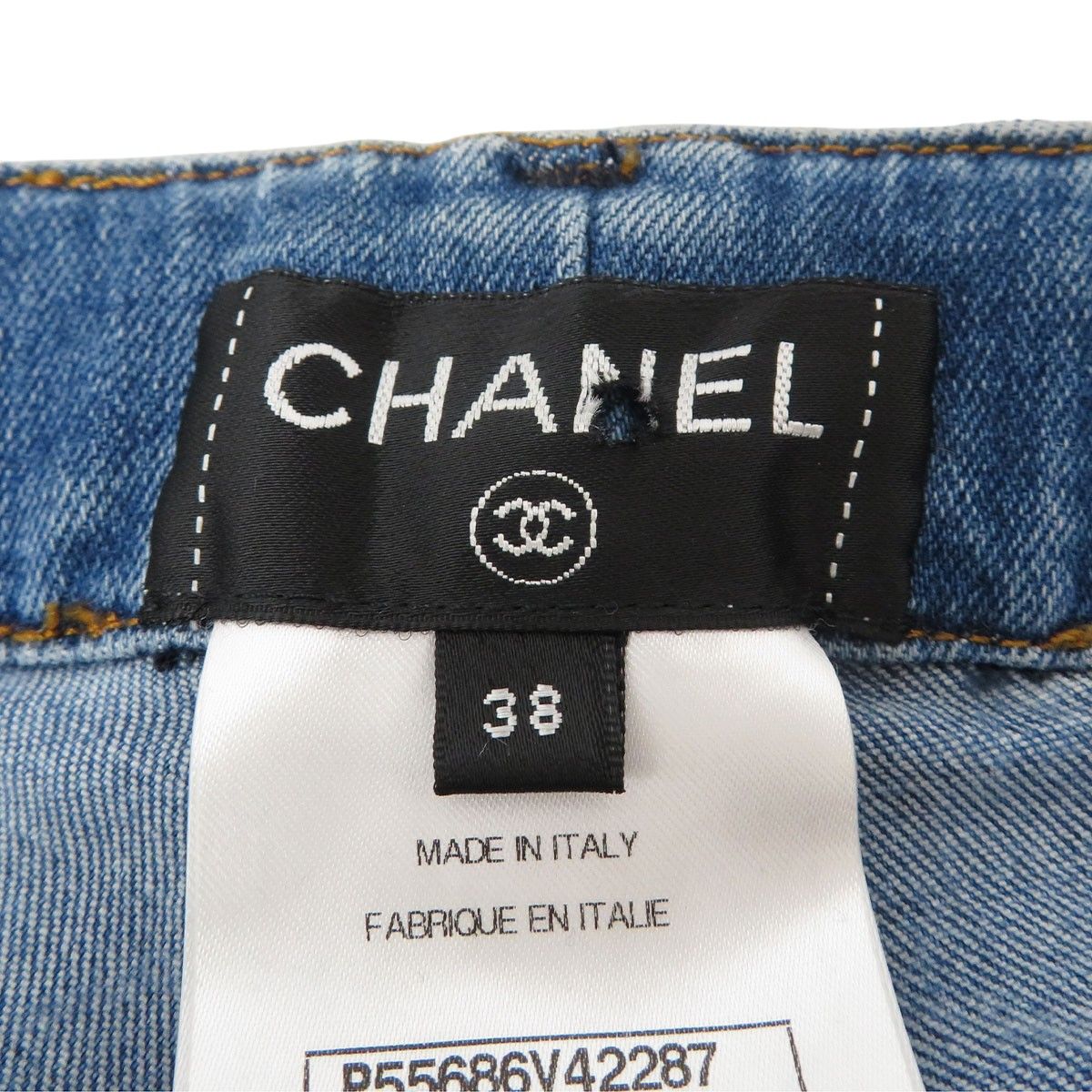 シャネル マトラッセ 裾ジップ デニムパンツ P55686V42287 レディース