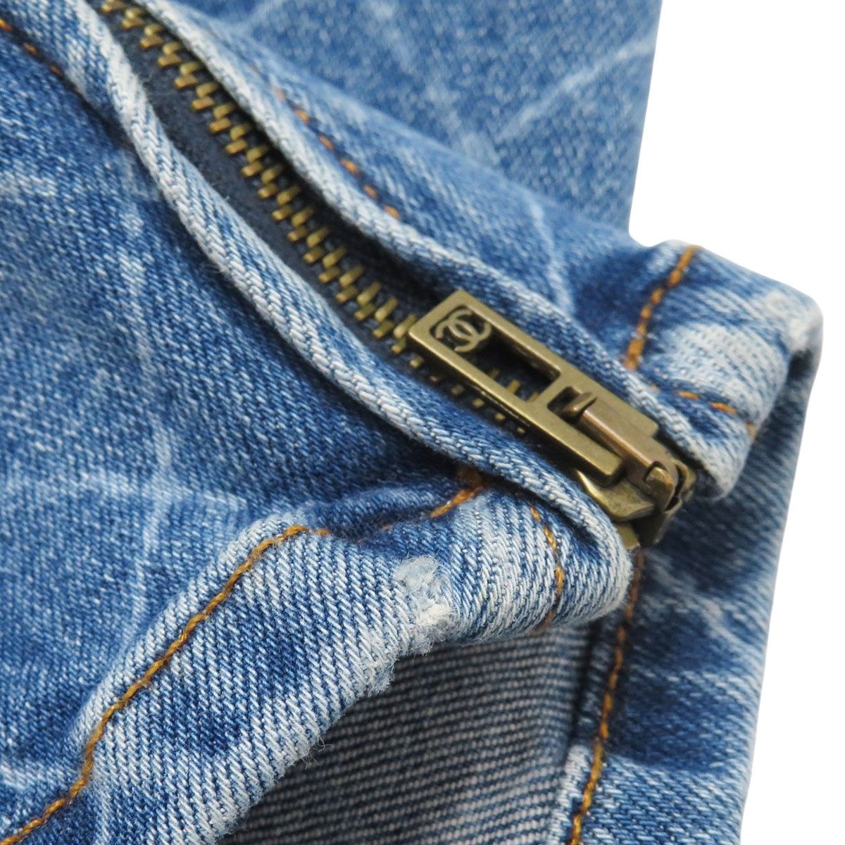 シャネル マトラッセ 裾ジップ デニムパンツ P55686V42287 レディース