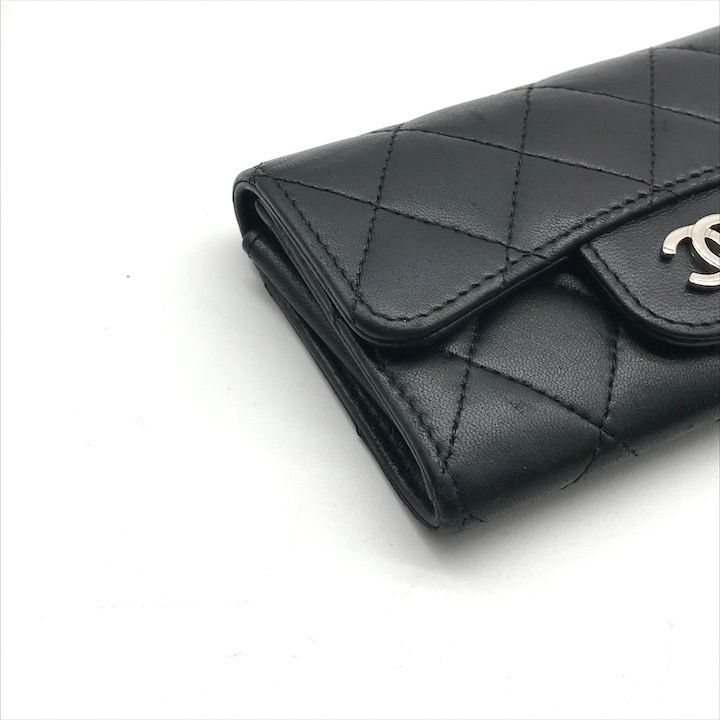 美品 CHANEL シャネル ココマーク マトラッセ ラムスキン ミニ カード