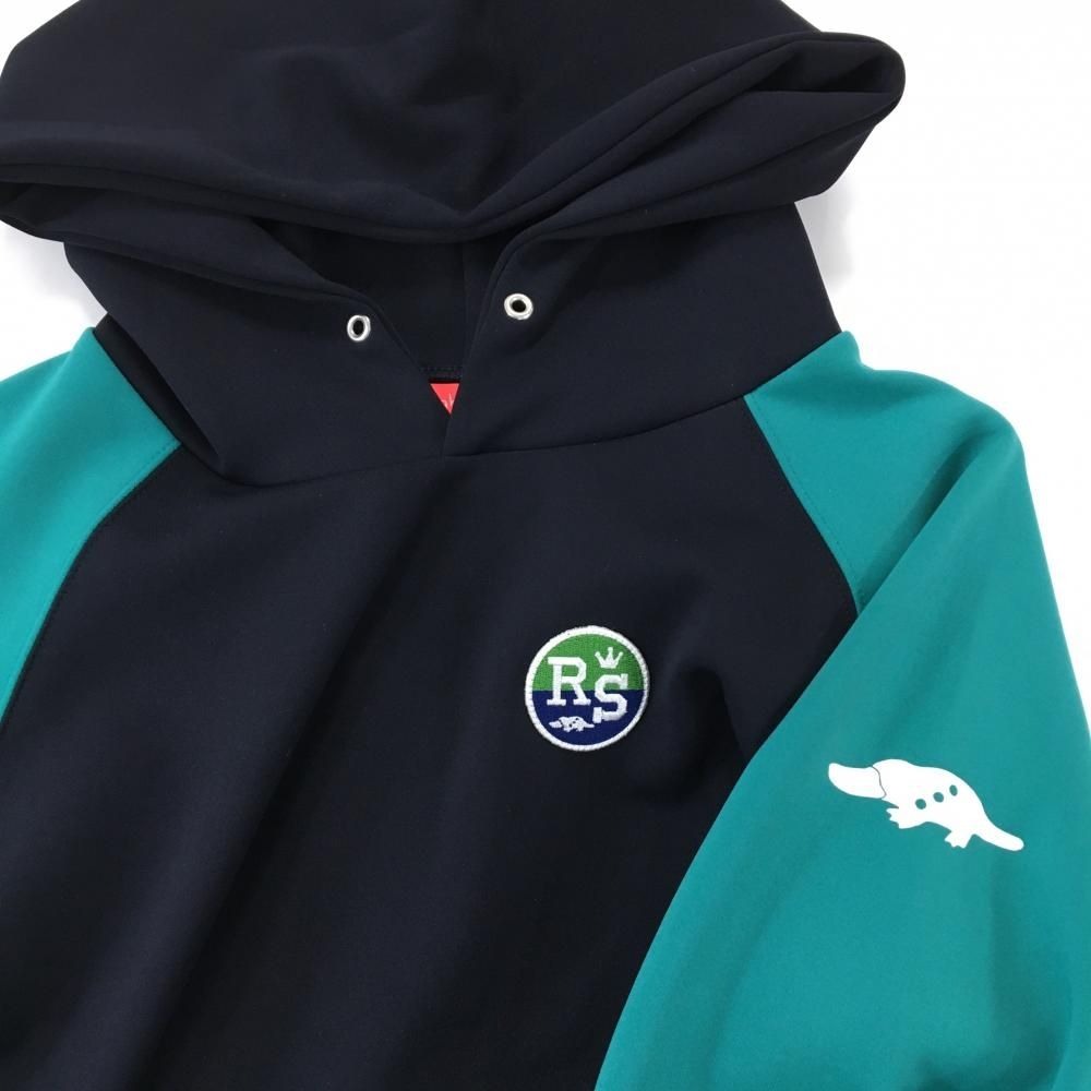 超美品】ラフアンドスウェル パーカー ネイビー×グリーン 腹部ポケット