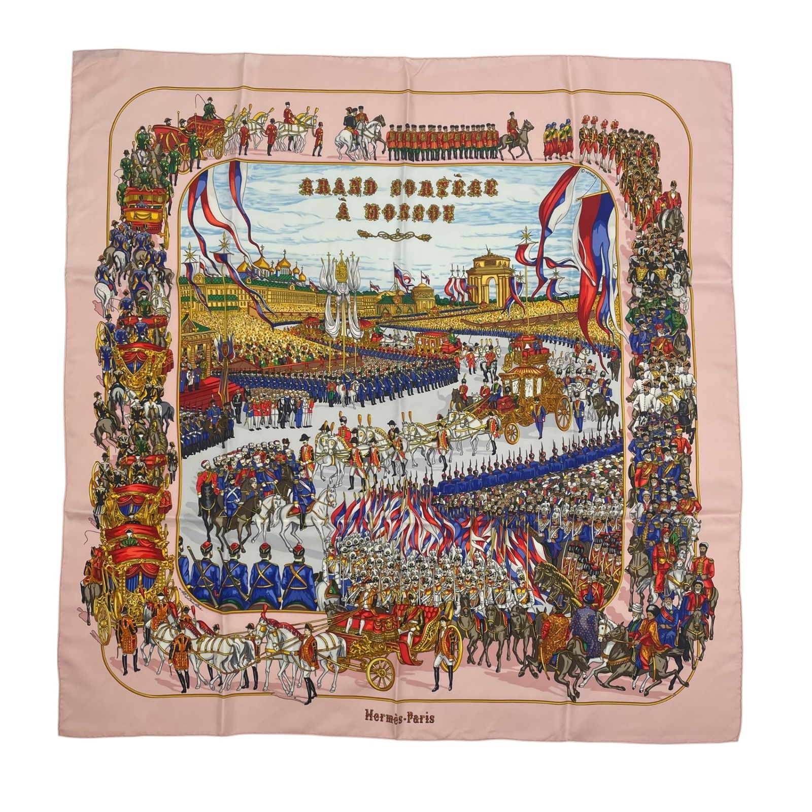 美品 HERMES エルメス スカーフ シルク カレ90 GRAND CORTEGE A MOSCOU