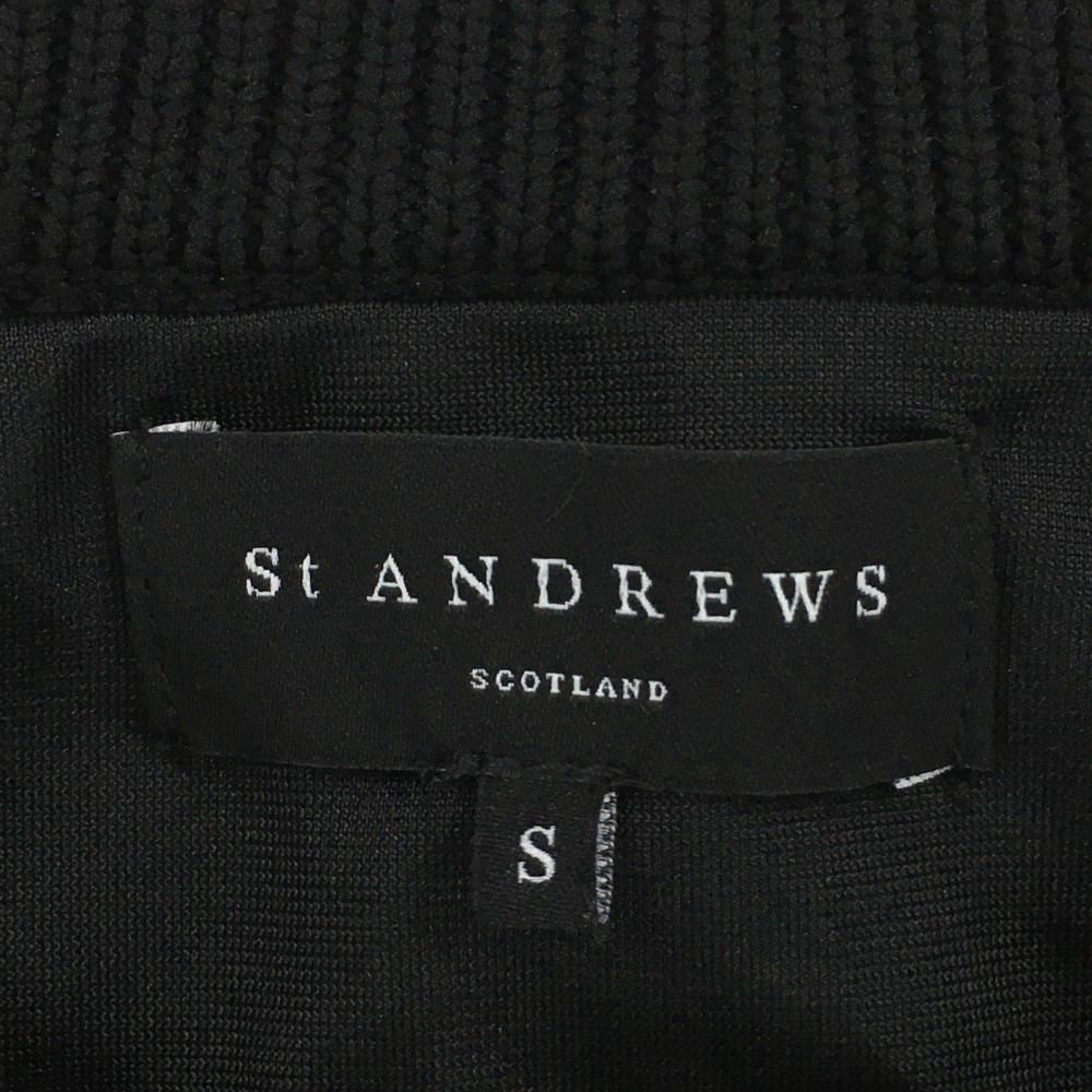 美品 セントアンドリュース ゴルフウエア　ロゴ 美品】セントアンドリュース セーター 黒×ゴールド ロゴ刺しゅう 裏地