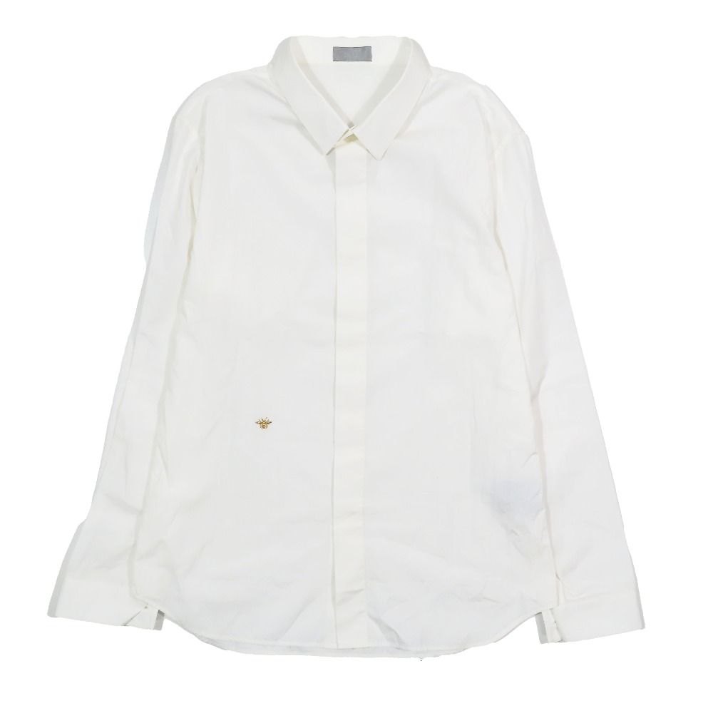 ✨タグ付✨ 未使用級 現行タグ 定番 GUCCI ネクタイ シルク100% GG柄 未使用　蜂デザイン　ホワイト ゴールドボタン付きシャツ