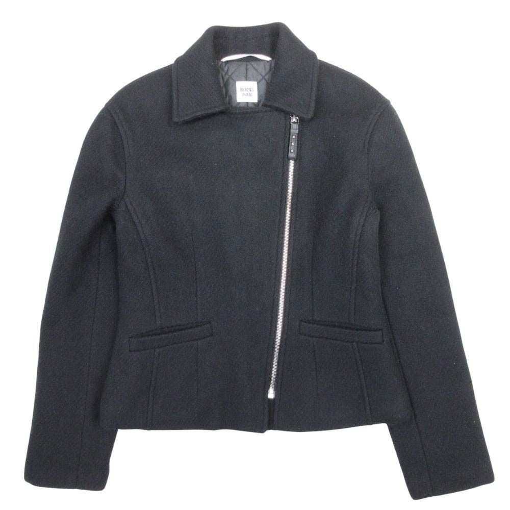 新品同様 22AW HERMES エルメスダブルライダースジャケット 未使用 23aw HERMES エルメス カシミヤ ダブルライダース ジャケット