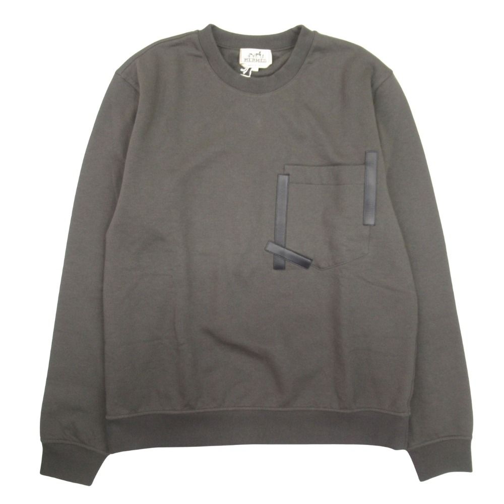 未使用 23aw HERMES エルメス レザーテープ ポケット付き スウェット