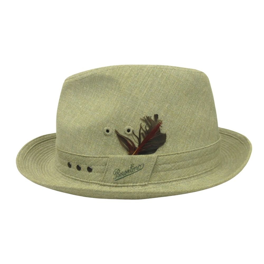 良品 Borsalino ボルサリーノ ソフト ハット 中折れ 帽子 ロゴ 刺繍