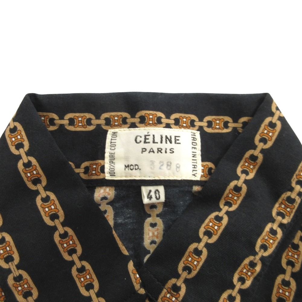 美品 CELINE オールド セリーヌ 80's 90's マカダムチェーン柄 シャツ