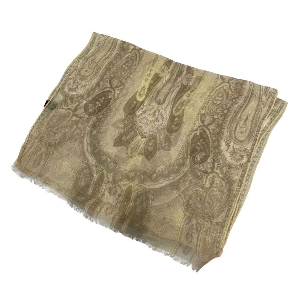 美品 ETRO エトロ ペイズリー柄 シルク スカーフ ストール イエロー