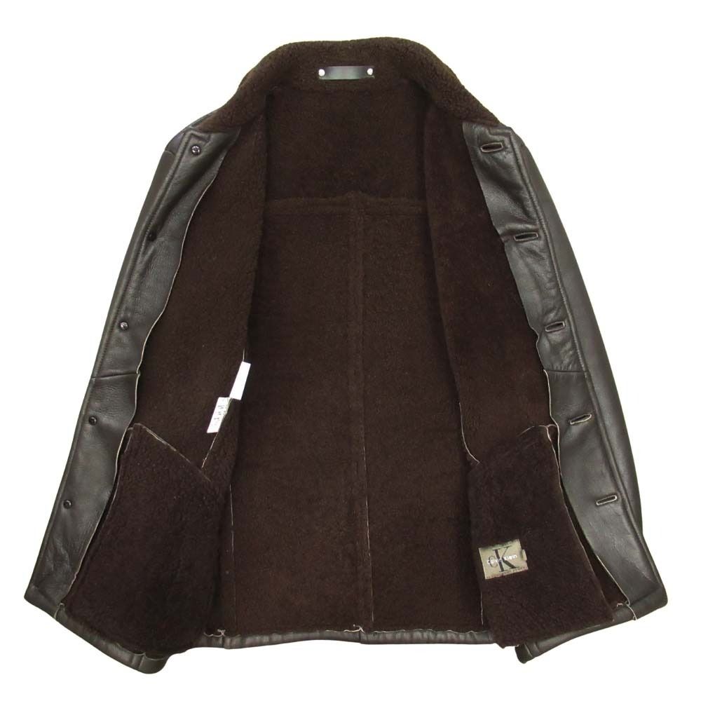 美品 Calvin Klein カルバンクライン ボア ムートンコート 羊革 ステン