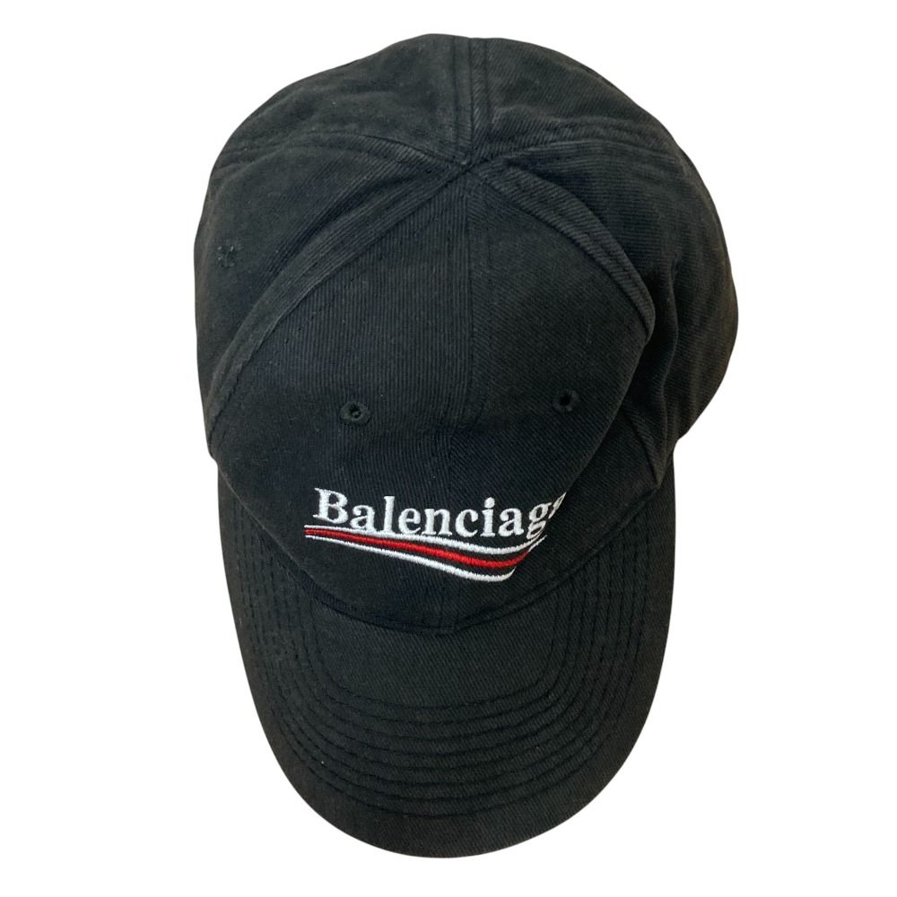 良品 BALENCIAGA バレンシアガ キャンペーンロゴ刺繍 キャップ 帽子