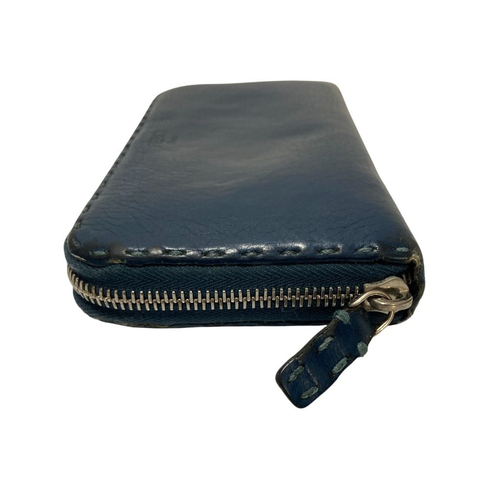 良品 FENDI フェンディ レザー ロングウォレット 長財布 ネイビー