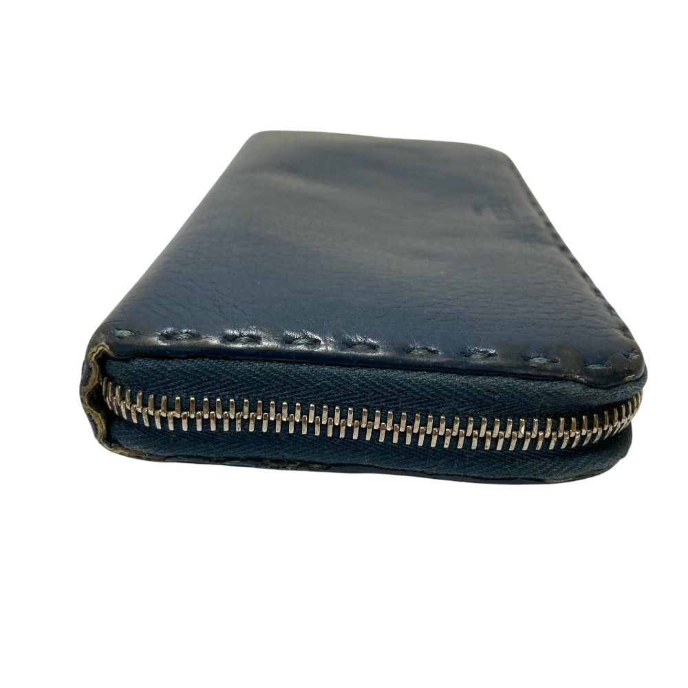 良品 FENDI フェンディ レザー ロングウォレット 長財布 ネイビー