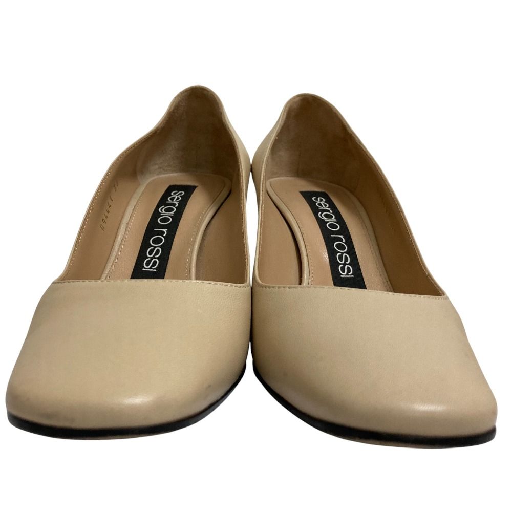 良品 Sergio rossi セルジオロッシ レザー スクエアトゥ パンプス