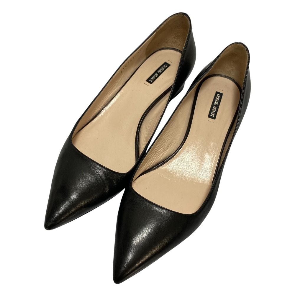 美品 GIORGIO ARMANI ジョルジオアルマーニ レザー ポインテッドトゥ