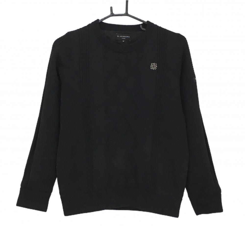 美品】セントアンドリュース セーター 黒 凹凸編み ロゴ刺しゅう 裏地