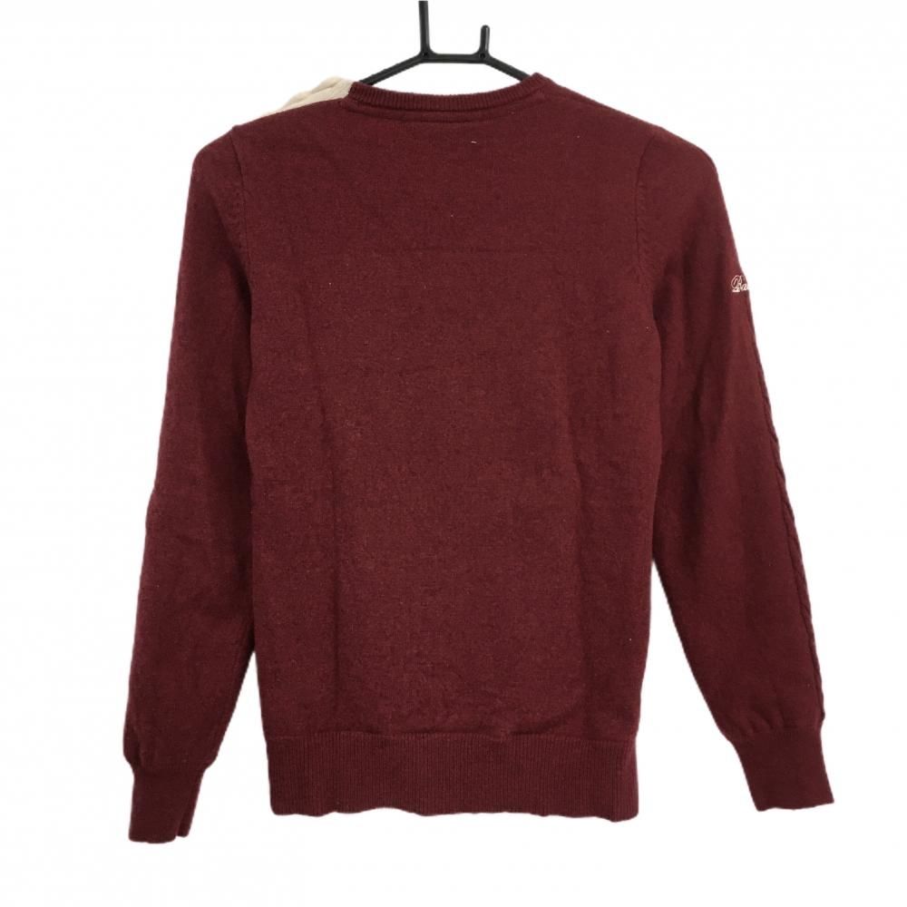 美品】ゾーイ セーター レッド×白 フロントロゴ 肩ボタン 裏地付き